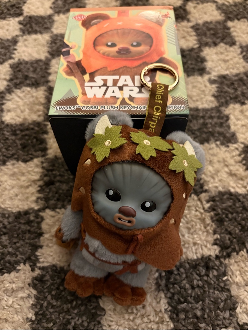Star Wars Ewok Chief Chirpa Plush Keychain - Gray, Brown & Green